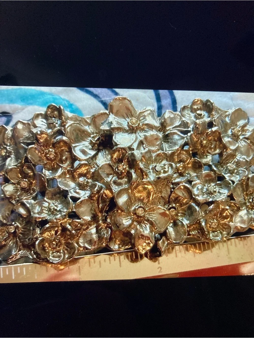 Accesocraft NYC Gold Floral Statement Belt Buckle Vintage 80s Double Sided